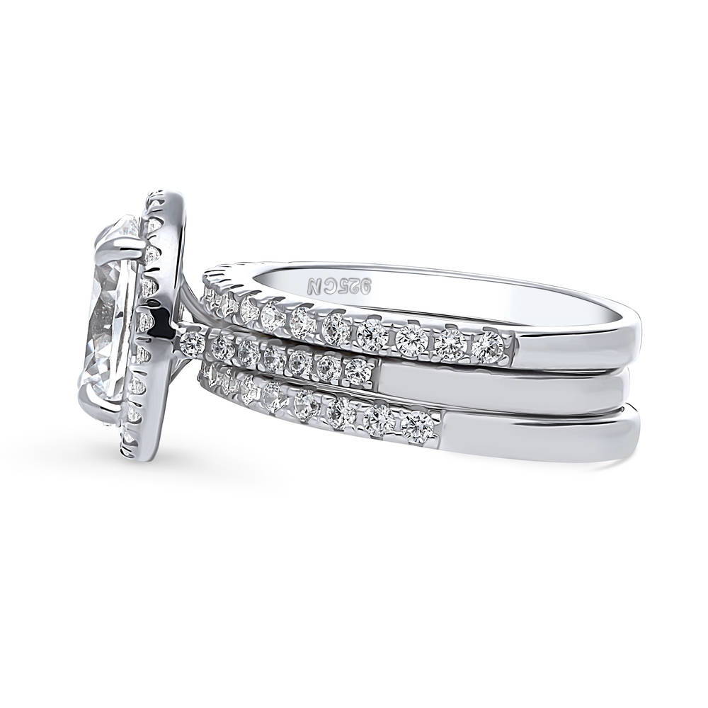 Angle view of Halo Oval CZ Ring Set in Sterling Silver, 5 of 18