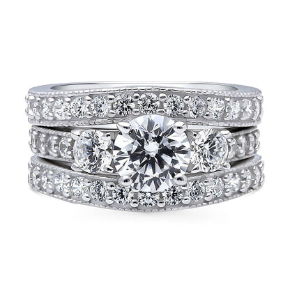 3-Stone 1.25ct CZ Ring Set in Sterling Silver