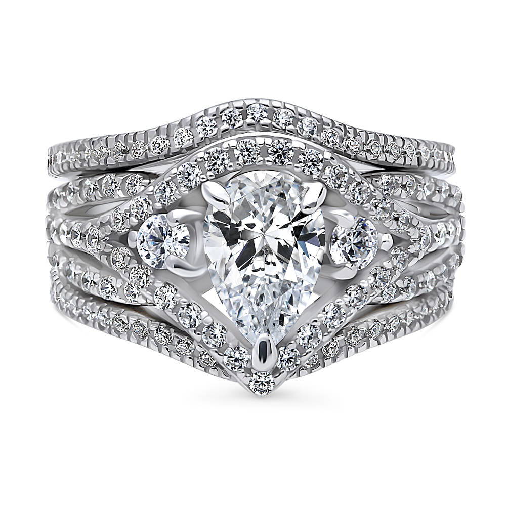 Wishbone Woven 3-Stone 1.3ct CZ Ring Set in Sterling Silver, 1 of 17