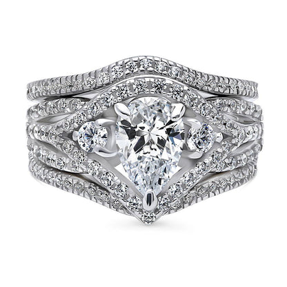 Wishbone Woven 3-Stone 1.3ct CZ Ring Set in Sterling Silver
