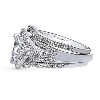Wishbone Woven 3-Stone 1.3ct CZ Ring Set in Sterling Silver