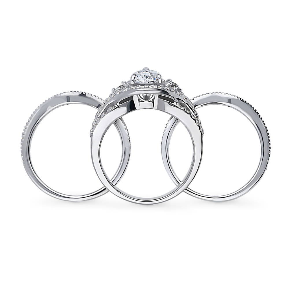 Alternate view of Wishbone Woven 3-Stone 1.3ct CZ Ring Set in Sterling Silver, 8 of 17