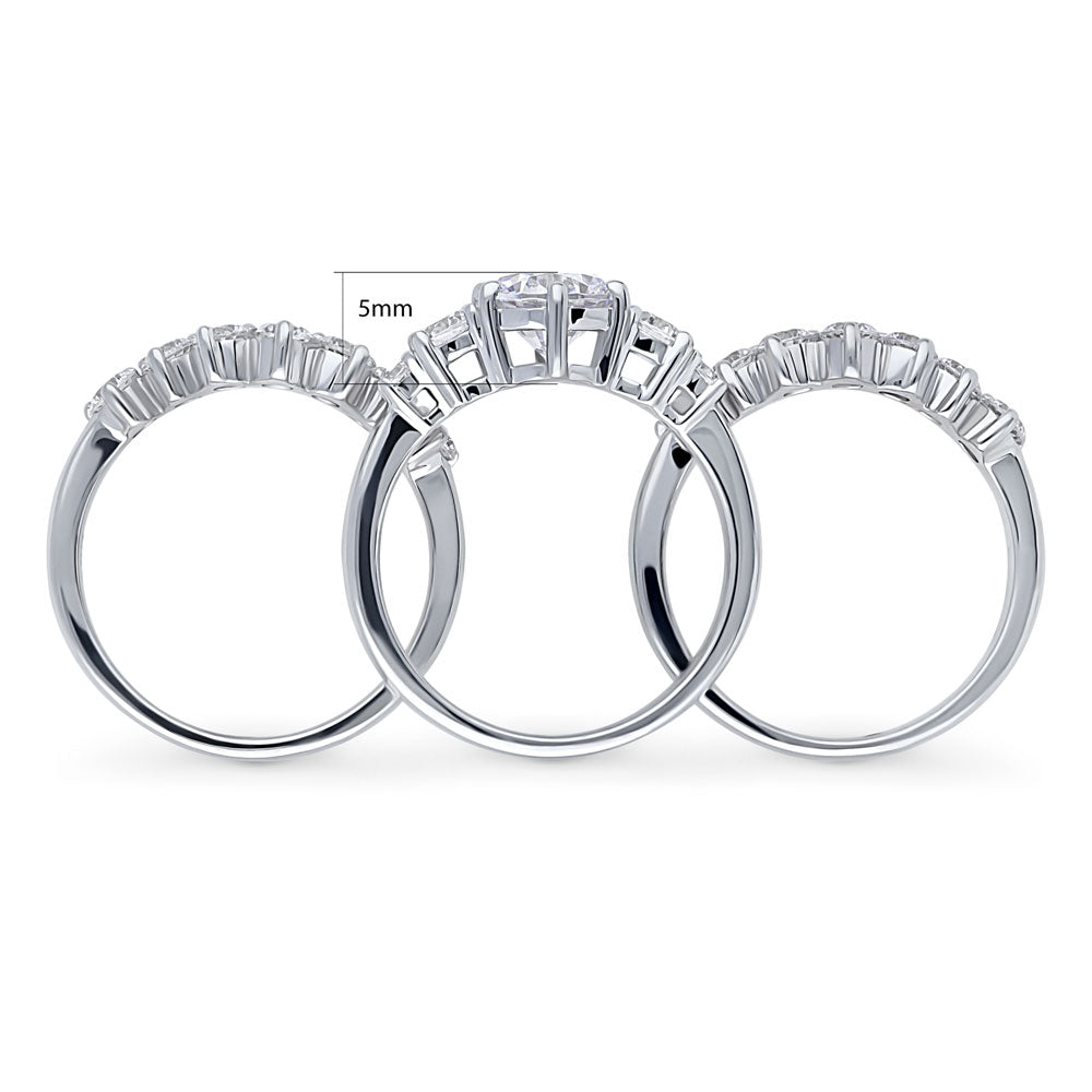 5-Stone CZ Stackable Ring Set in Sterling Silver