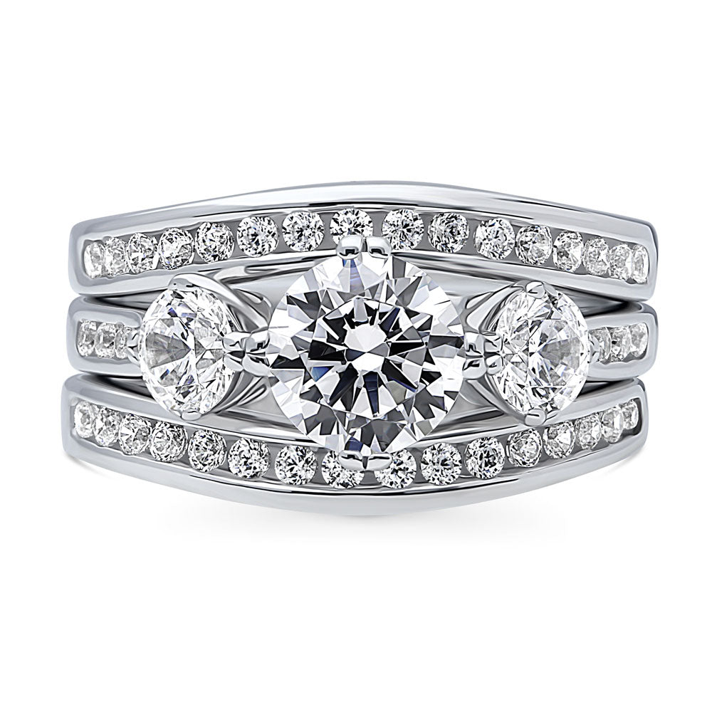 3-Stone 1.25ct CZ Ring Set in Sterling Silver, 1 of 13