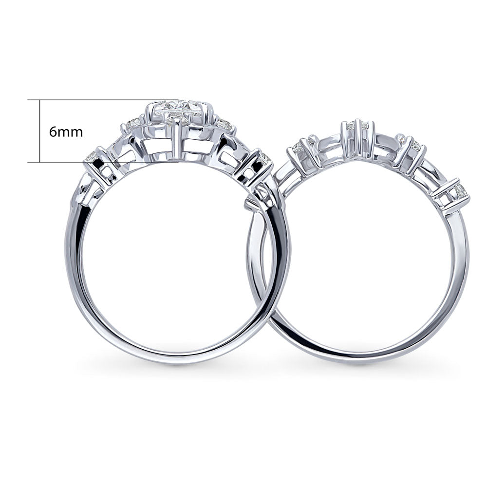 Alternate view of Chevron Halo CZ Ring Set in Sterling Silver, 7 of 19