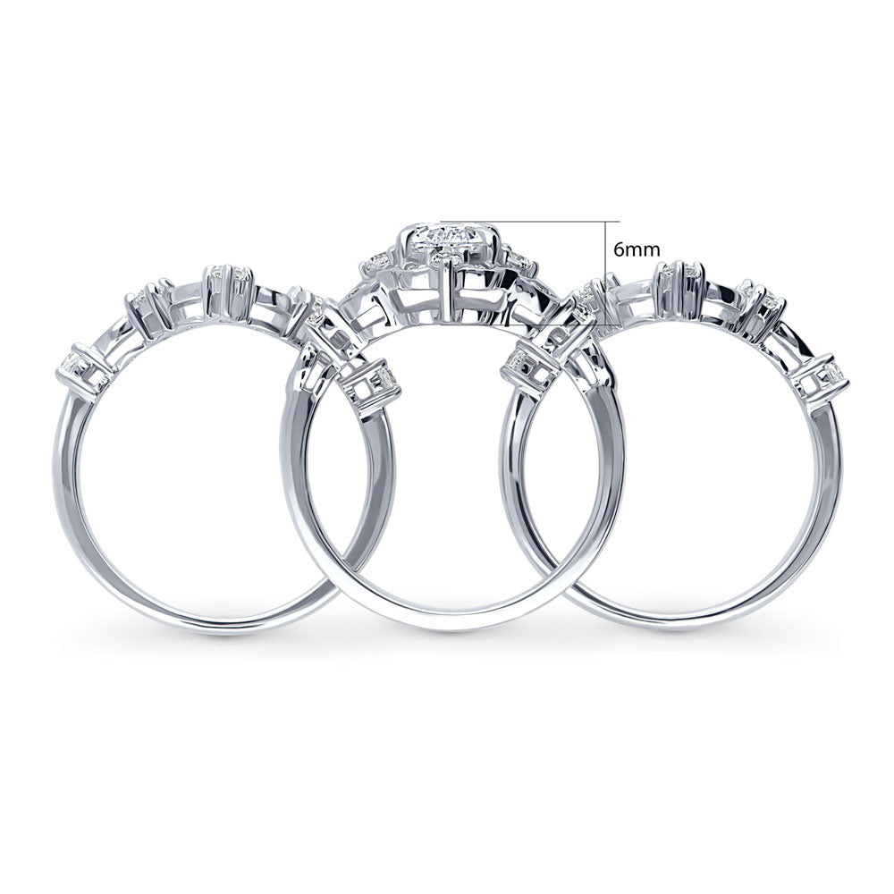 Alternate view of Chevron Halo CZ Ring Set in Sterling Silver, 7 of 15