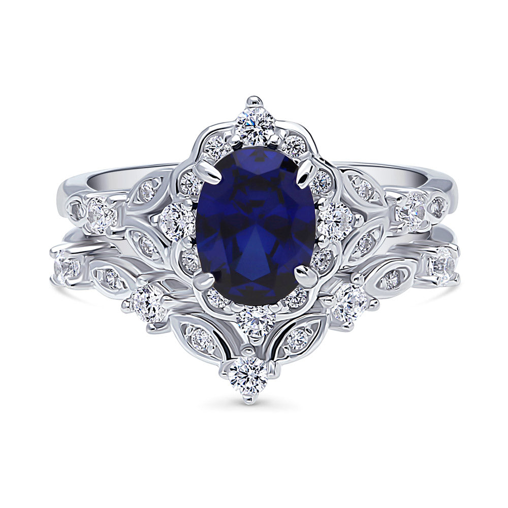 Halo Art Deco Chevron V Shaped CZ Ring Set in Sterling Silver, 1 of 18