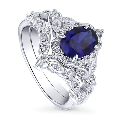 Halo Art Deco Chevron V Shaped CZ Ring Set in Sterling Silver