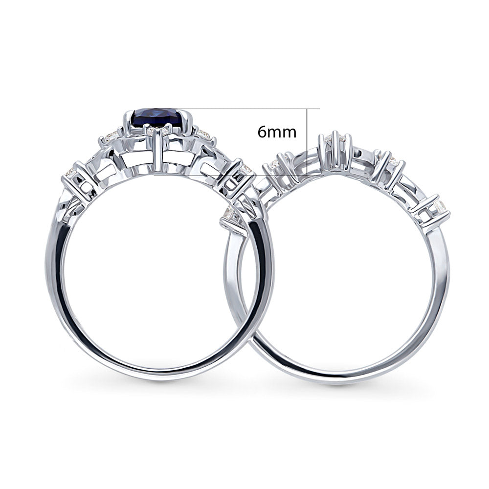 Halo Art Deco Chevron V Shaped CZ Ring Set in Sterling Silver