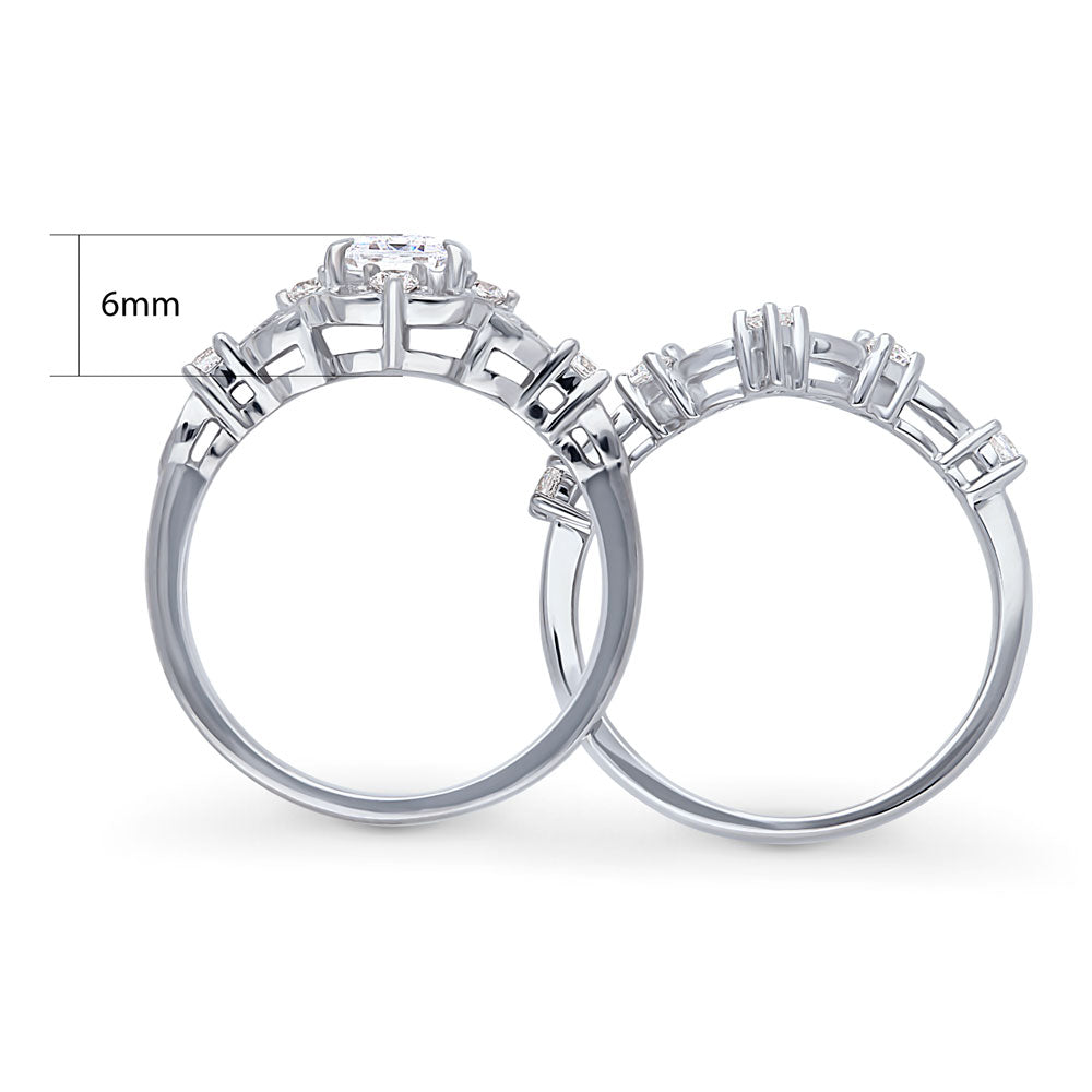 Alternate view of Chevron Halo CZ Ring Set in Sterling Silver, 8 of 16