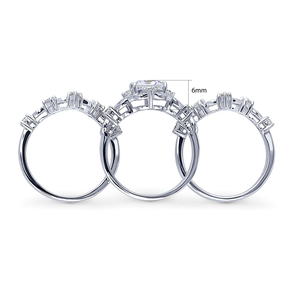 Alternate view of Chevron Halo CZ Ring Set in Sterling Silver, 8 of 12