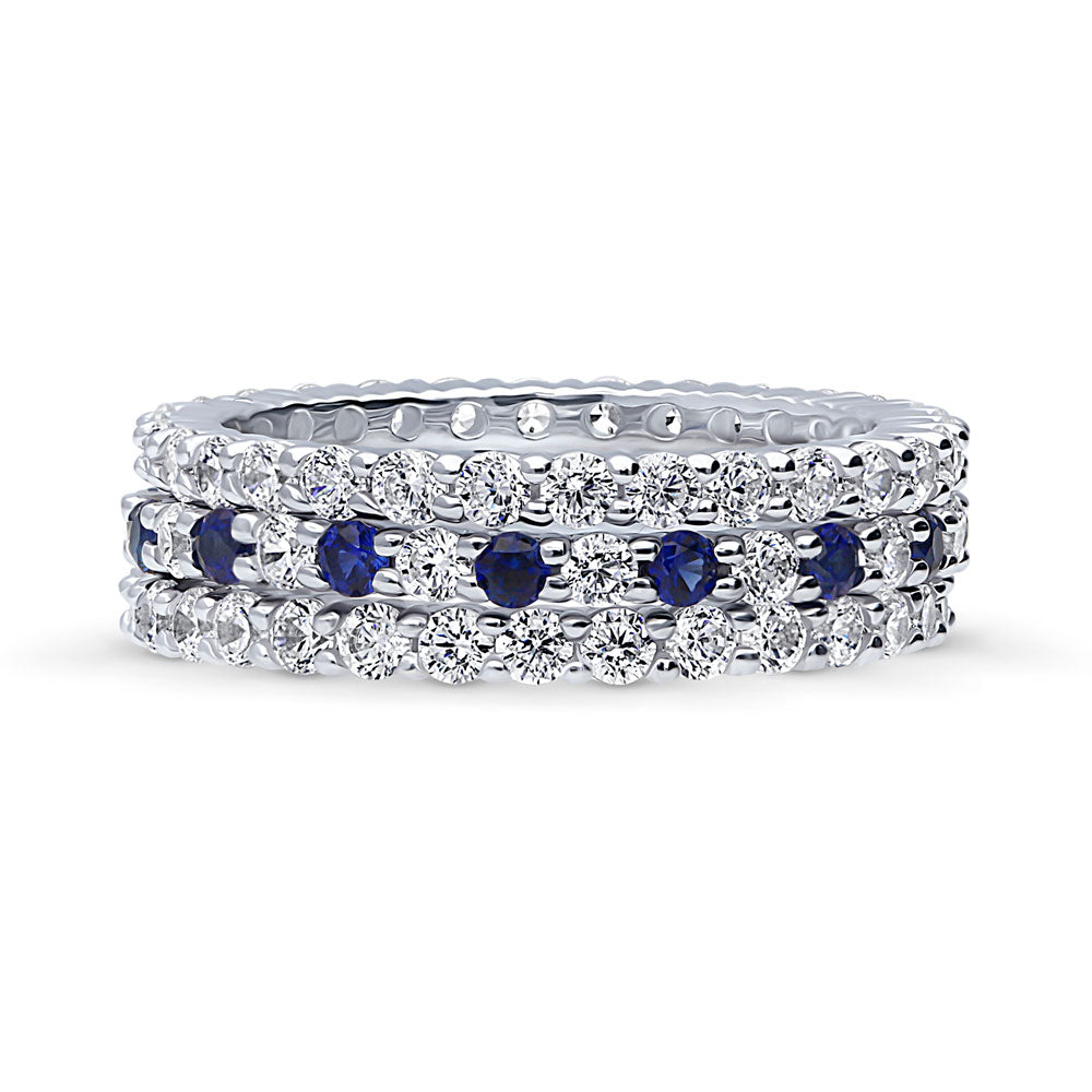 Pave Set CZ Eternity Ring Set in Sterling Silver, 1 of 9