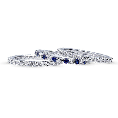 Pave CZ Eternity Ring Set in Sterling Silver