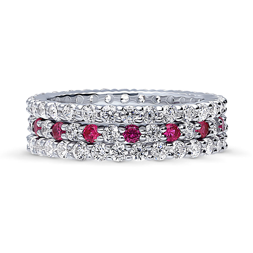 Pave CZ Eternity Ring Set in Sterling Silver