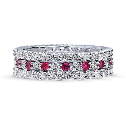 Pave CZ Eternity Ring Set in Sterling Silver