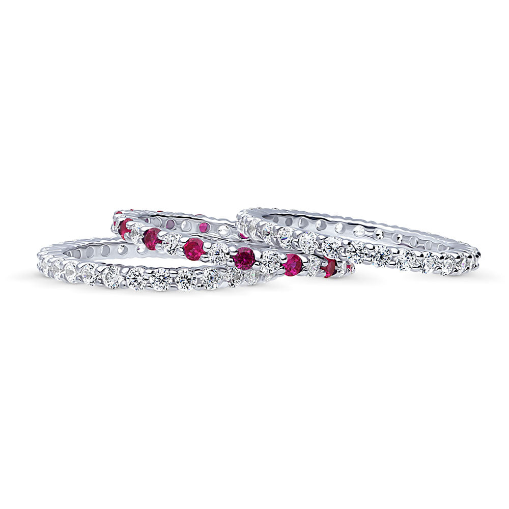 Pave CZ Eternity Ring Set in Sterling Silver