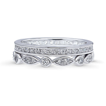 Bubble CZ Stackable Ring Set in Sterling Silver