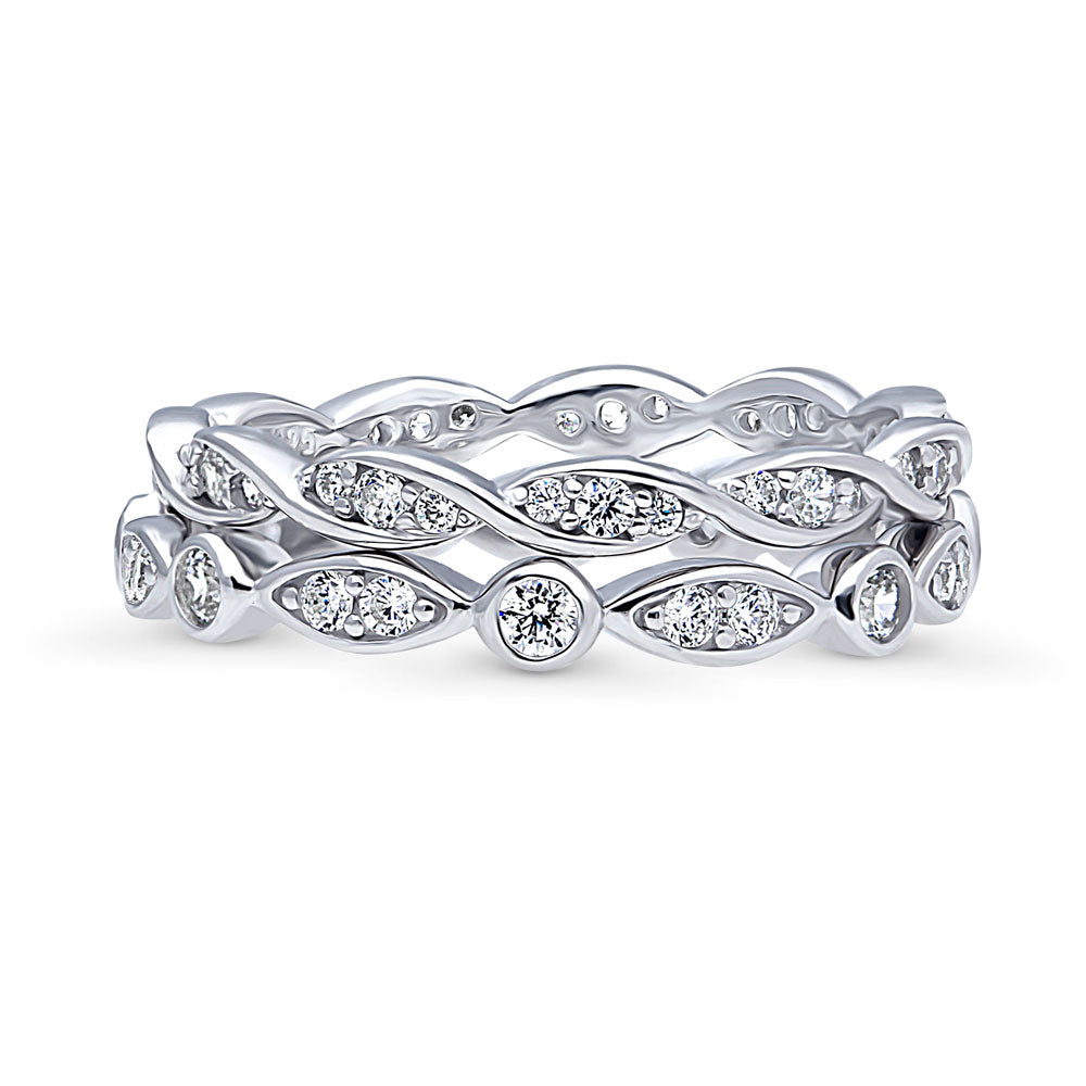 Bubble Woven Bezel CZ Eternity Ring Set in Sterling Silver