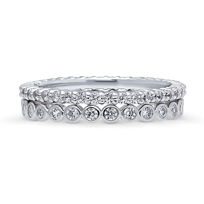 Bubble Pave CZ Eternity Ring Set in Sterling Silver