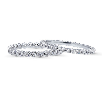 Bubble Pave CZ Eternity Ring Set in Sterling Silver