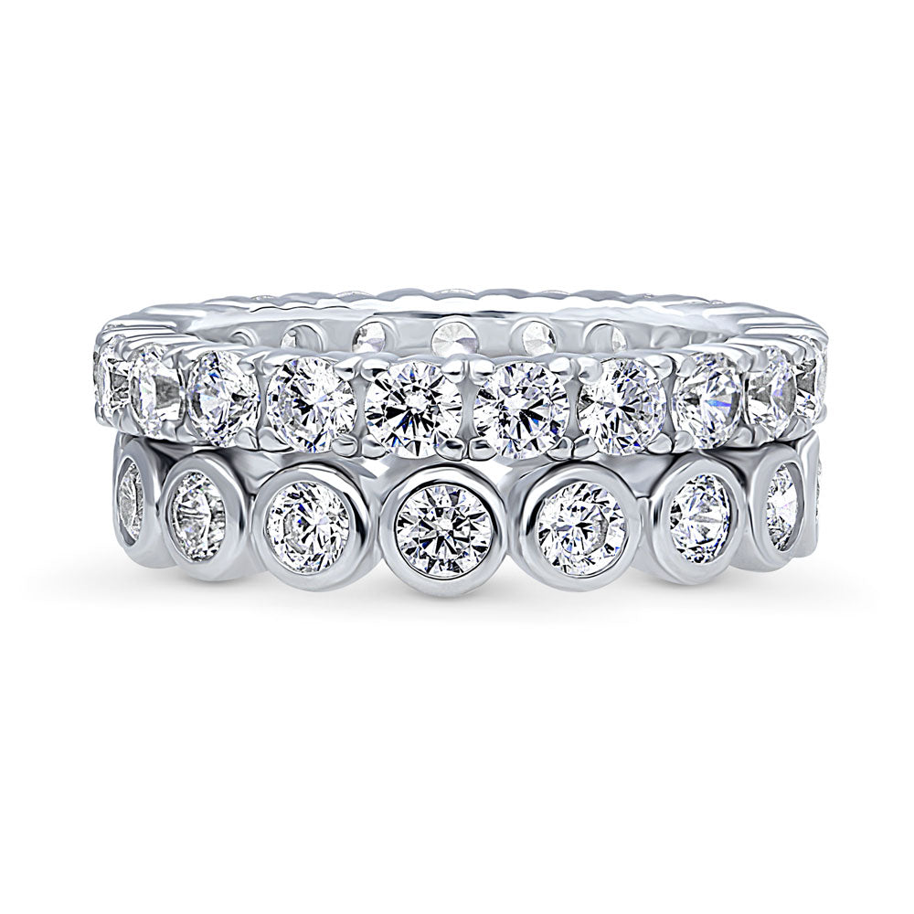 Bubble Bezel CZ Eternity Ring Set in Sterling Silver, 1 of 13