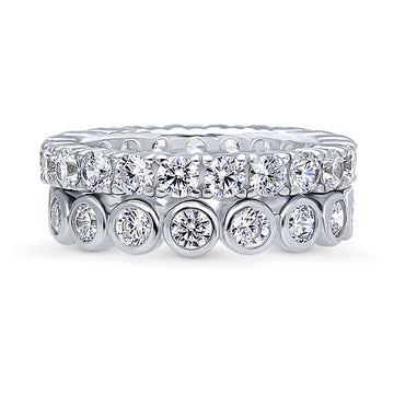 Bubble CZ Stackable Ring Set in Sterling Silver