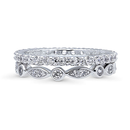 Bubble Bezel CZ Eternity Ring Set in Sterling Silver