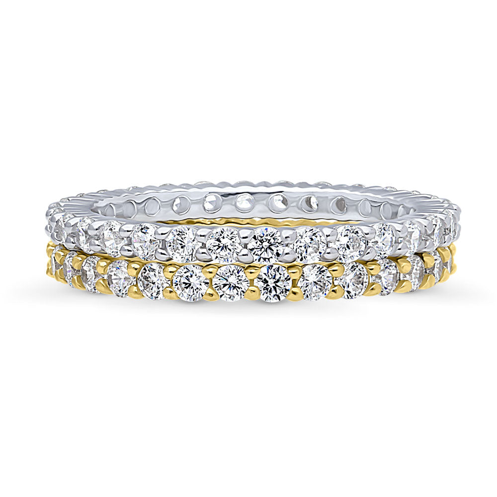 Pave Set CZ Eternity Ring Set in Sterling Silver, 1 of 9