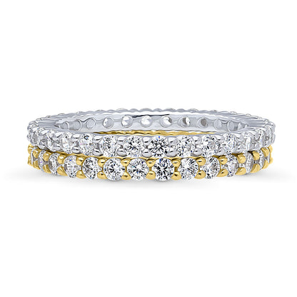 Pave CZ Eternity Ring Set in Gold Flashed Sterling Silver