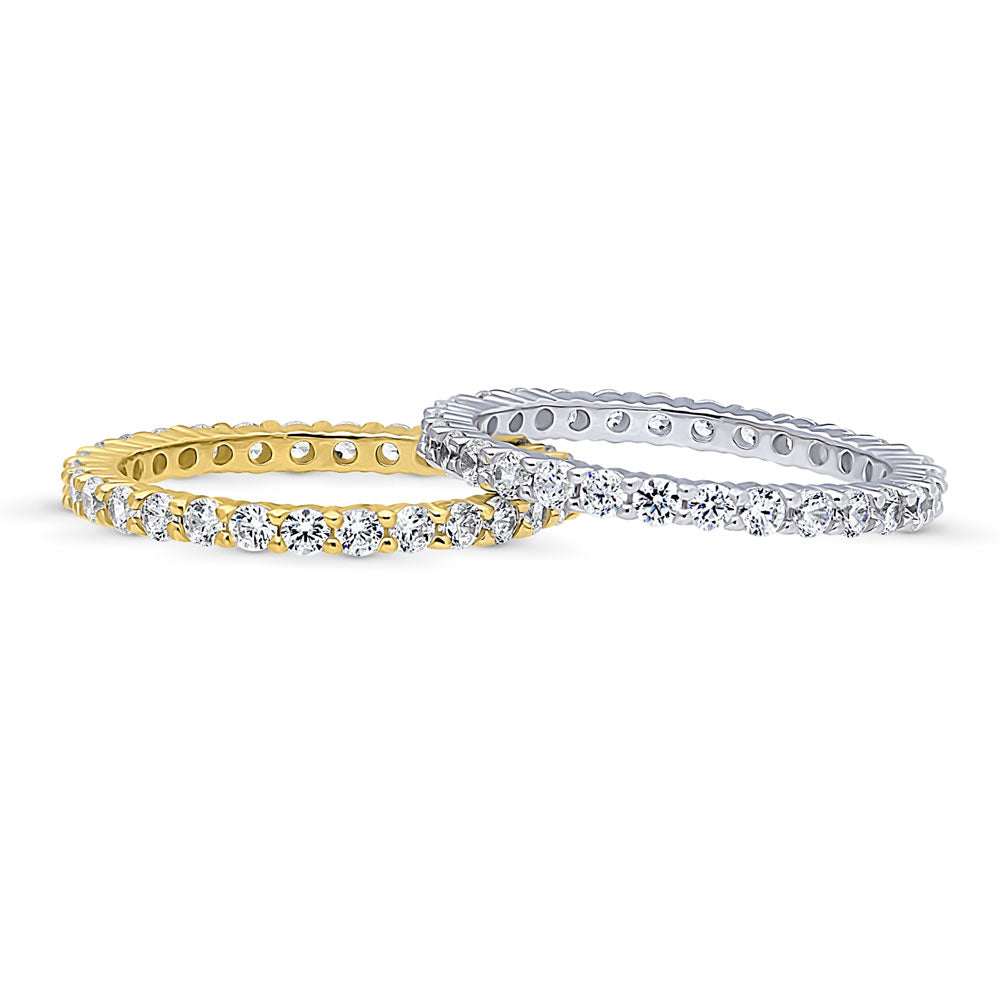 Pave Set CZ Eternity Ring Set in Sterling Silver, 4 of 9