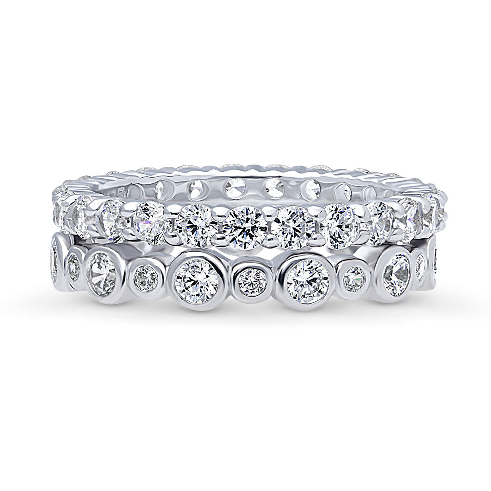Bubble Pave Set CZ Eternity Ring Set in Sterling Silver, 1 of 14