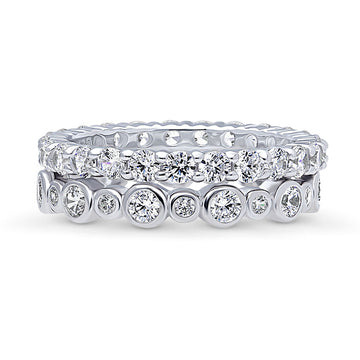 Bubble CZ Stackable Ring Set in Sterling Silver