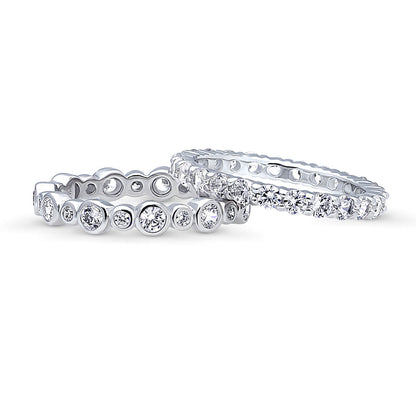 Bubble Pave CZ Eternity Ring Set in Sterling Silver