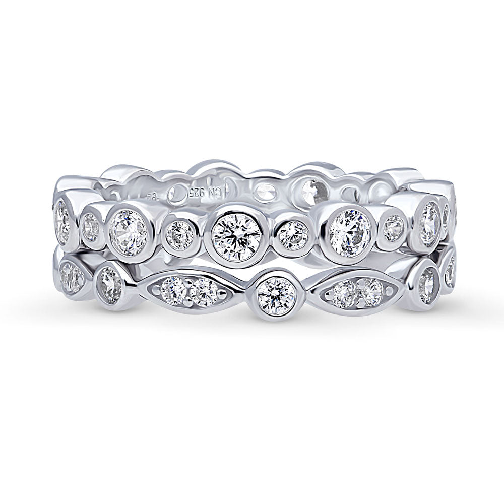 Bubble Bezel CZ Eternity Ring Set in Sterling Silver, 1 of 13