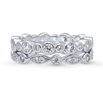 Bubble CZ Stackable Ring Set in Sterling Silver
