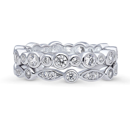 Bubble Bezel CZ Eternity Ring Set in Sterling Silver