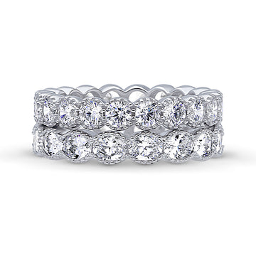 Milgrain CZ Stackable Ring Set in Sterling Silver