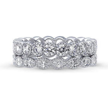 Milgrain CZ Stackable Ring Set in Sterling Silver