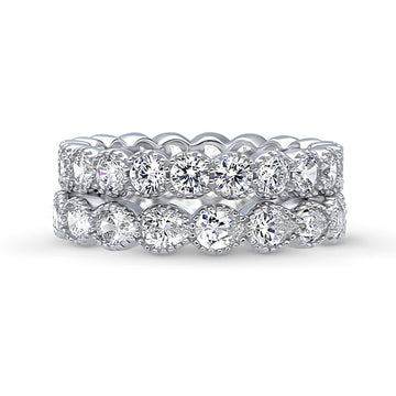 Milgrain CZ Stackable Ring Set in Sterling Silver