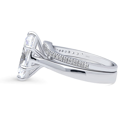 Solitaire Wishbone 3ct Oval CZ Ring Set in Sterling Silver