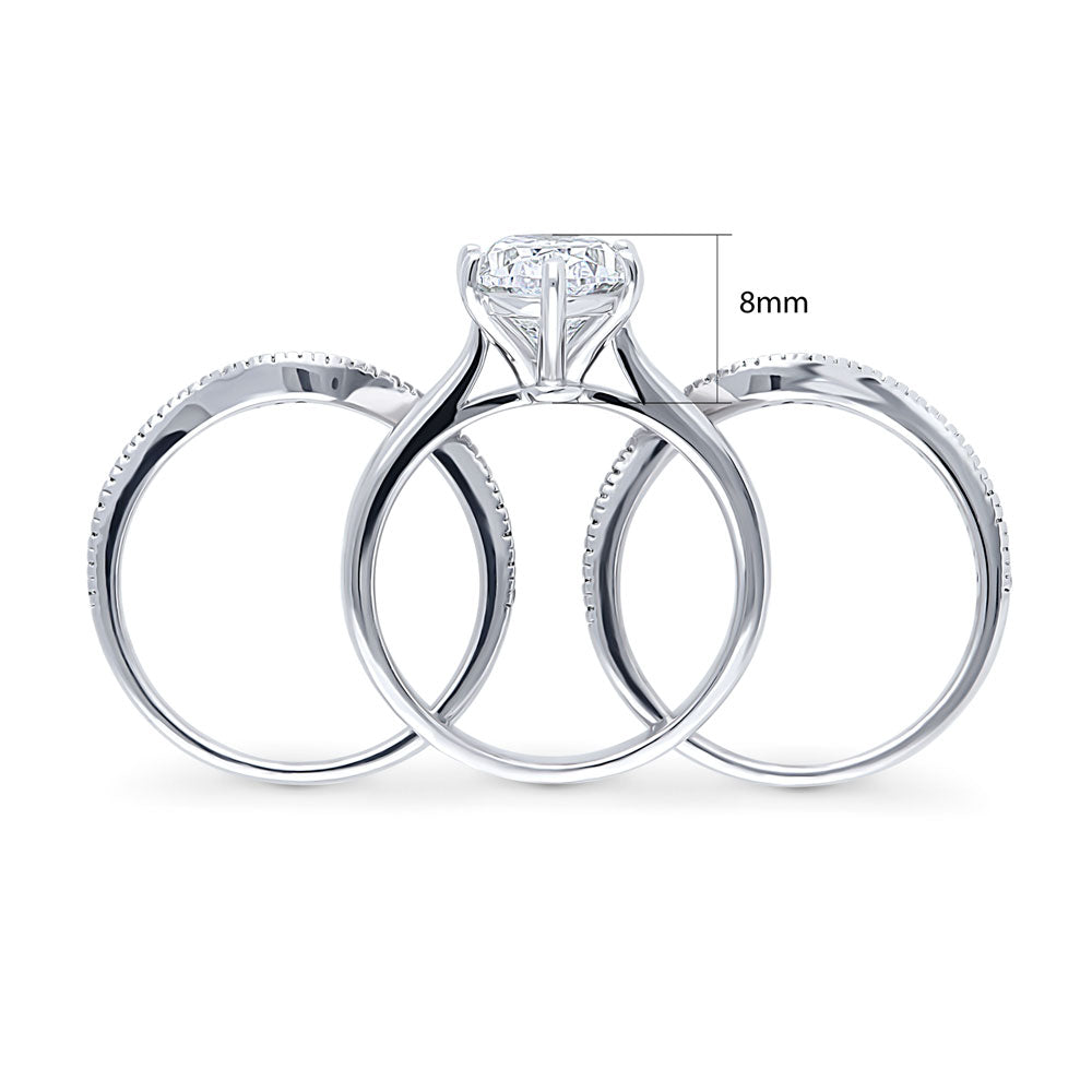 Alternate view of Solitaire 3ct Oval CZ Statement Ring Set in Sterling Silver, 6 of 18
