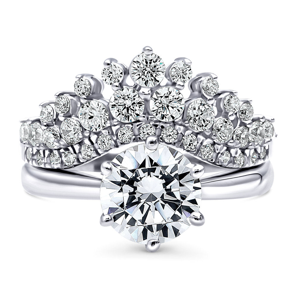 Chevron Crown CZ Ring Set in Sterling Silver, 1 of 16