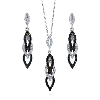 Black and White Black CZ Set in Sterling Silver