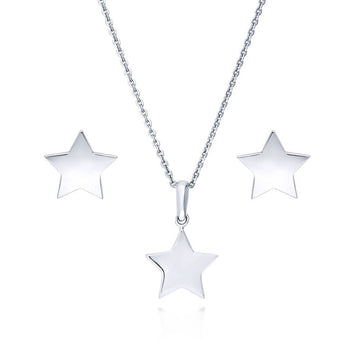 Star Necklace and Earrings Set in Sterling Silver
