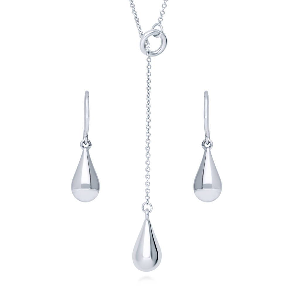 Teardrop Necklace and Earrings in Sterling Silver, 1 of 8