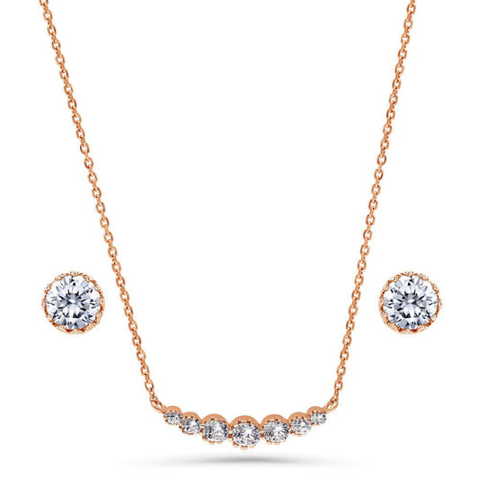 Bar Bubble CZ Set in Rose Gold Flashed Sterling Silver