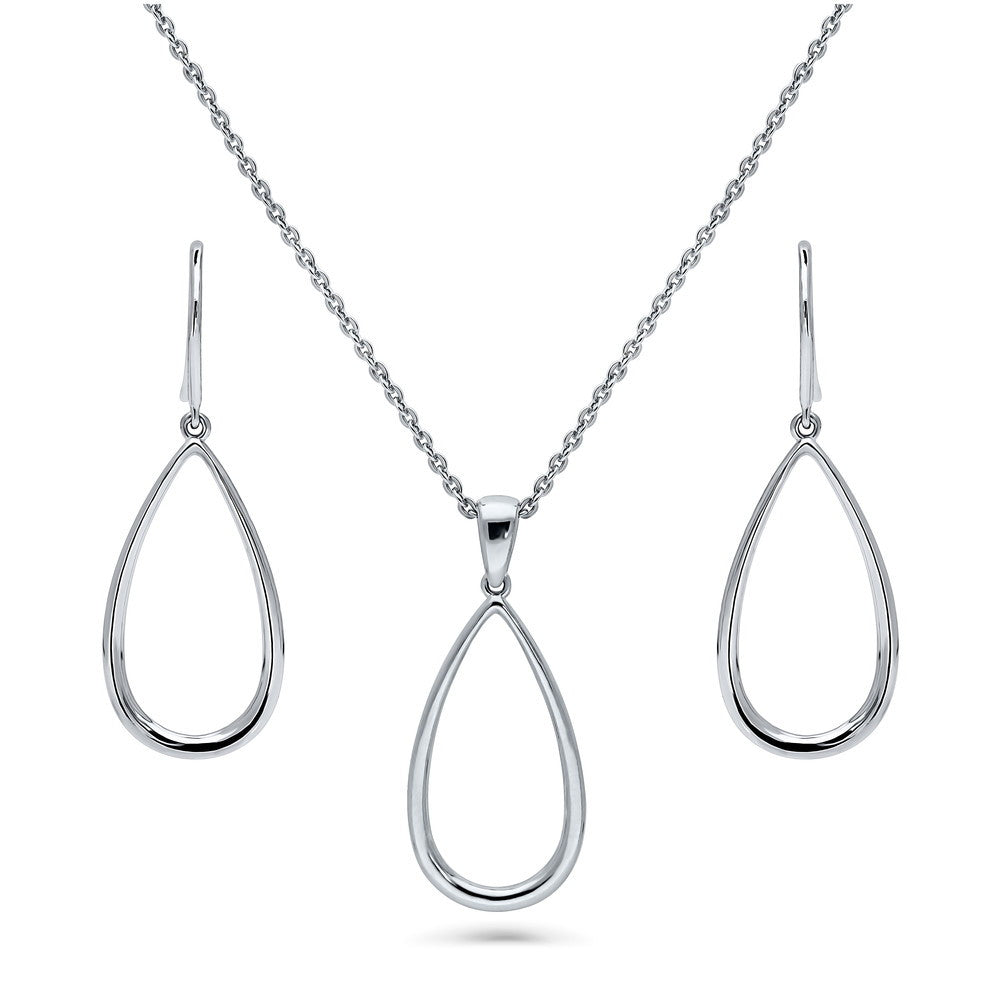 Teardrop Necklace and Earrings Set in Sterling Silver, 1 of 12
