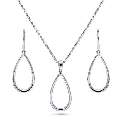 Teardrop Necklace and Earrings in Sterling Silver