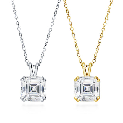 Solitaire CZ Layered Necklace Set in Gold Flashed Sterling Silver