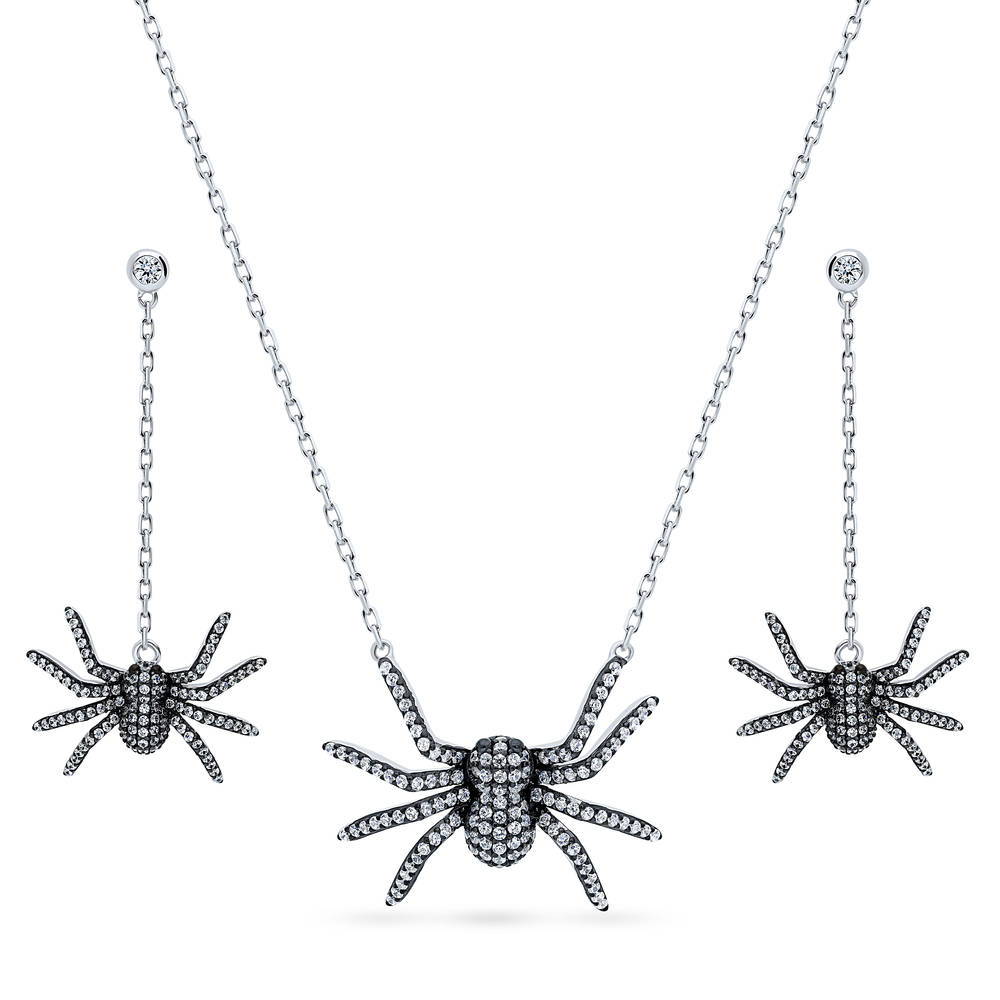 Spider CZ Necklace and Earrings Set in Sterling Silver, 1 of 11